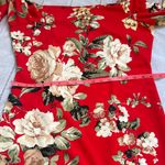 Olivia Matthews Red Floral Midi Dress With Bell Sleeves. Size L Photo 9