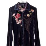 Corso Como No Embroidered Purple Flower Velvet Long Sleeve Shirt Photo 1