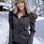 ZARA Puff Sleeve NEOPRENE-EFFECT JACKET w/ Belt Black SIZE S NEW Photo 0