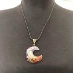 Moon Orgonite Pendant Chain Necklace Crystal Jewelry Women's Orange Photo 0