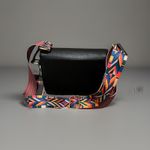 NEW Diophy Women's Vegan Leather Black Handbag w/ Aztec Guitar Strap Photo 6