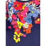 Loft Ann Taylor  Navy Blue Floral Print Short Sleeve Shift‎ Dress Size Small Photo 2