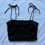 ZARA Black Satin Effect Smocked Bach Crop Top Photo 1