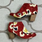 Miss Albright Anthropologie Fabric 3” heel Booties, size 7.5 Red Photo 0
