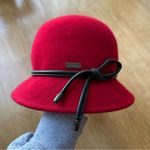 Betmar Women’s Valerina Red Wool Hat with Black Leather Bow Photo 8