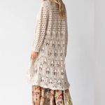 Natural Life  Duster Crochet Open Knit Cardigan Sweater Cream Boho L/XL Photo 2