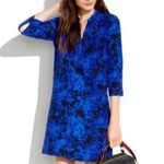 Madewell  Director Silk Shift Dress Mini Floral Blue Black Large Photo 1