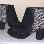 BP Nordstrom Women's Trolley Black Leather White Textile Ankle Boots Size 7 Photo 0