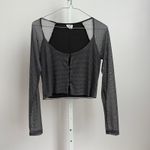 Cotton On Y2K baby Tee cropped Mesh Button Up Crop Top Gray size M Photo 0