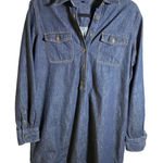 CHAPS  Denim Tunic Dress Women's Long Sleeve Western Shirt Dress‎ Large Boho Photo 0