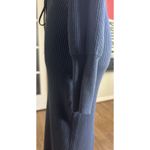 Lulus Blue Ribbed Knit Long Sleeve Midi Dress Sz S Ruched Front Bodycon Slit Photo 3