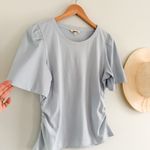 Madewell | NWT Side-Cinch Puff-Sleeve Tee in Feather Blue | Sz M Photo 2