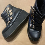 Black Buckle Platform Combat Boots Photo 0