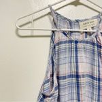 Cloth & Stone Blue Checkered Crop Halter Button Back Top Photo 5