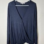 Loft BLack Wrap Front Super SOft Long Sleeve T Shirt Top w Waist Band Size Large Photo 1