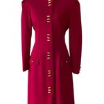 Vintage Dress 14 Petite Long Sleeve Winter 80s does 40s Suitdress 14P Union US Red Photo 0