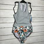 Cupshe Miss You Poppy One Piece Swimsuit Floral Stripe Size Large Photo 11