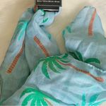 TROPICAL Palm Tree Fashion Scarf Blue Green Photo 2