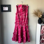 Helsi Embroidered Floral Pink Strapless Lace Up Corset Back Midi Gown‎ Size XL Photo 2