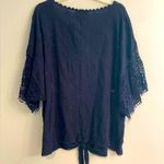 Lane Bryant Navy Crochet Hem Tie-Front Women's Top Photo 4