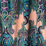 Teal and Coral Paisley Bell Sleeve Flowy Top Pink Photo 4