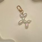 White Iridescent Balloon Dog Keychain Charm Photo 1
