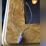 African Amethyst Geode Sterling Silver Stainless Steel Pendant Necklace Purple Photo 4