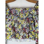 ZARA  Shirt Women Medium Multicolor Floral Puff Sleeve Crop‎ Top Boho Cottagecore Photo 8