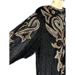 Mob wife era 80s VTG Lillie Rubin Blk/Gld Sequined Silk Hobble Dress Black Sz L Size L Photo 4