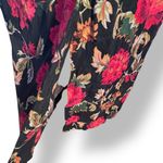 Vintage 90s Black Midi Skirt Burgundy Pink Dark Floral Plus Size 18W Feminine Photo 3