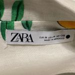 ZARA White Linen Lemon Print Short Sleeve Button Up Shirt Blazer Coat Jacket M Photo 2