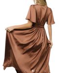 Baltic Born  Sicily Brown Satin Maxi Dress NWTs size XL Photo 3