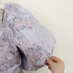 EXPRESS New  Floral Puff Sleeve Ruched Cropped Top in pale lavender size M Photo 3