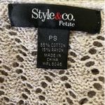 Style & Co‎ Women Cardigan Sweater SP Beige Button Front Crochet Boho Cottage Photo 1