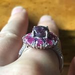 Natural Star Ruby Sterling Silver Cocktail Ring Size 10 Purple Photo 1