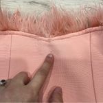 Pink Strapless Bodycon Fuzzy Feather Top Event Dress Knee Length Sexy Photo 6