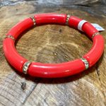 NWT Red acrylic stackable tube bracelet with silver rhinestone pave’ Photo 1