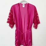 [Vintage] 80s Undercover Wear Pink Floral Lace Lingerie Teddy & Robe Sz Small S Photo 2