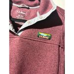 L.L.Bean  Womens Fleece Pullover Snap Neck Sweatshirt XS Petite Gray Trim Logo Photo 3