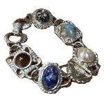 VINTAGE Sarah Coventry Silver Tone Faux Gemstone Cabochon Panel Bracelet Photo 1