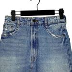 ZARA Authentic Denim Raw Hem Distressed Mini Skirt 5 Pockets XS Blue #3289 Photo 2
