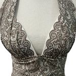 DKNY Donna Karan New York Halter Tankini Swimwear Top Taupe White M Photo 2