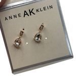 Anne Klein  AK Earrings Teardrop Crystal‎ Rose Gold Dangle Studs Jewelry Photo 2