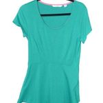 Isaac Mizrahi  Green Short Sleeve Peplum Top S Photo 0