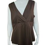 Cato Womens XL Brown Sleeveless Peplum Tank Cinched Shoulders Lined Photo 0