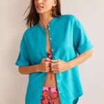Boden Kimono Sleeve 100% Linen Shirt Swim Coverup Women's 14 Blue Resortwear NWT Photo 1