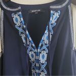Sugar Lips Navy Embroidered Cold Shoulder Blouse Size S Photo 5