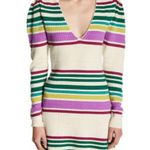 Free People Gidget Ivory Striped Long Sleeve V-Neck Knit Sweater Dress Size M Photo 16