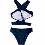 No Brand black two piece cross top swim suit Size M Photo 3