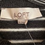 Loft  Scalloped Henley Striped Sweater‎ Women's Small Gray Preppy Classic Career Photo 3